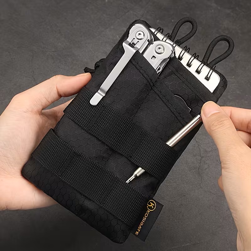 Kosibate Small EDC Pouch — black pouch with everyday-carry items shown for illustration